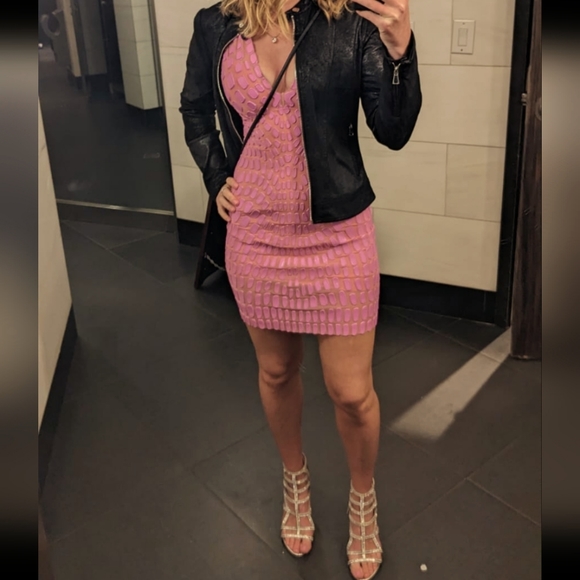Ema Savahl Couture mini pink croc dress size medium